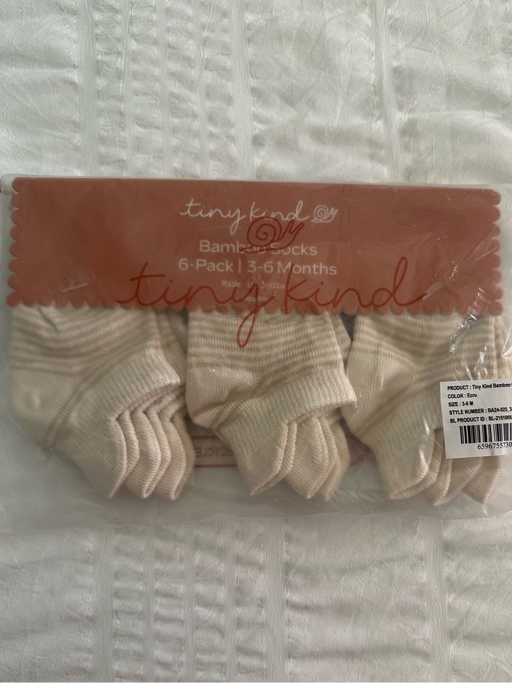 Tiny Kind Bamboo Neutral Beige Baby Low-Cut Socks - 6 Pair